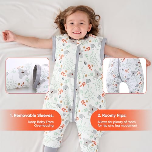 Image of LAT Winter Baby Sleep Bag with Feet,3-way zip Wearable Blanket with Removable Sleeves,Warm Sack for Toddler 2.5 TOG