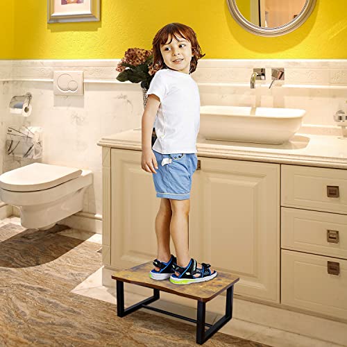 Image of Wooden Step Stool, Stepping Stool for Adult, Wood One Step for Kitchen, Bedroom, Living Room, Bathroom Hold up to 500lbs