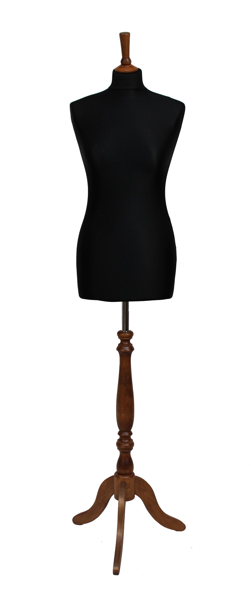 The Shopfitting Shop Mannequin de couture de luxe pour femme - Taille 42/44 - En jersey noir - Avec trépied en bois de rose indien