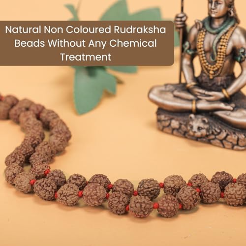 Image of Vado 5 Mukhi Rudraksha Mala 108 Panchmukhi Beads with Certificate 9mm (Brown)