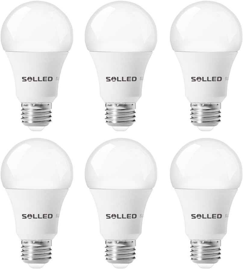 SOLLED A19 LED Light Bulbs 100 Watt Daylight,5000K,1100LM,E26 Medium Base LED Light Bulbs,100-240V,Standard LED Househould Light Bulbs Indoor Outdoor for Home Lighting,6 Packs SOLLED A19 LED Light Bulbs 100 Watt Daylight,5000K,1100LM,E26 Medium Base LED Light Bulbs,100-240V,Standard LED Househould Light Bulbs Indoor Outdoor for Home Lighting,6 Packs
