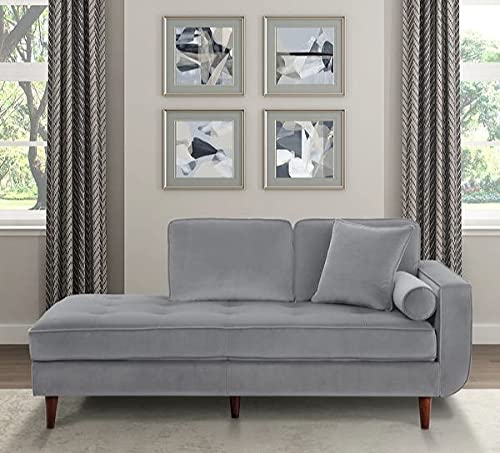 Nova Style Swindon Chaise Lounge Chesterfield Sectional Lounger 3 Seater Couch Sofa Diwan for Living Room Bedroom Entryway (Grey)