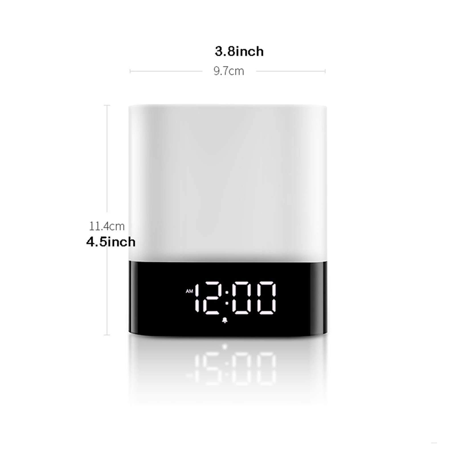 Lámpara Mesilla/Lámpara Escritorio Lámpara de noche de luz nocturna con altavoz Bluetooth Control táctil Calendario digital Reloj despertador, soporte TF y tarjeta SD, mejor para dormitorios niños Lám