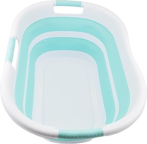 SAMMART Cesta plegable de plástico para la ropa sucia de 40 L (10.5 galones), contenedor de almacenamiento plegable y organizador, tina de lavado