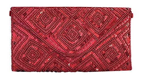 Image of DUCHESS Women's Hand Embroidered Envelope Clutch -Bridal Ethnic Traditional Casual Purse /Clutch /Handbag (23 L x 2.5 W x 13H cm)