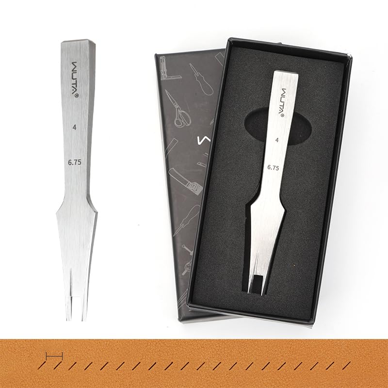 WUTA Leather Chisel All-Polished Die-Steel Puncher French Style Pricking Iron Sharp Leather Punching (Obverse, 6.75 mm 2Teeth)
