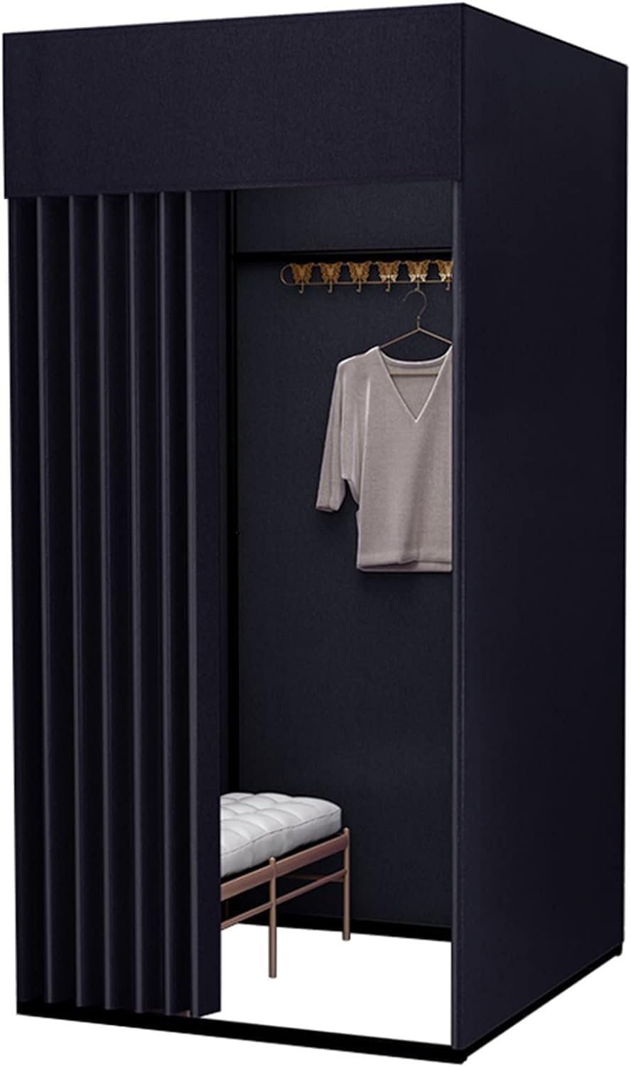 Display Stand Simple Portable Powder Room Portable Square Powder Room with Blackout Curtain and Heavy Duty Frame for Fashion Photography Portable Privacy Cabin(Schwarz,100x100x200c