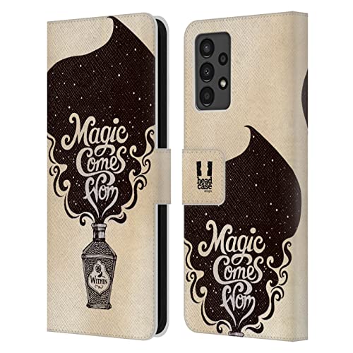 Étui Portefeuille Samsung A13 Cuir Souple Dessin Magie Typographie