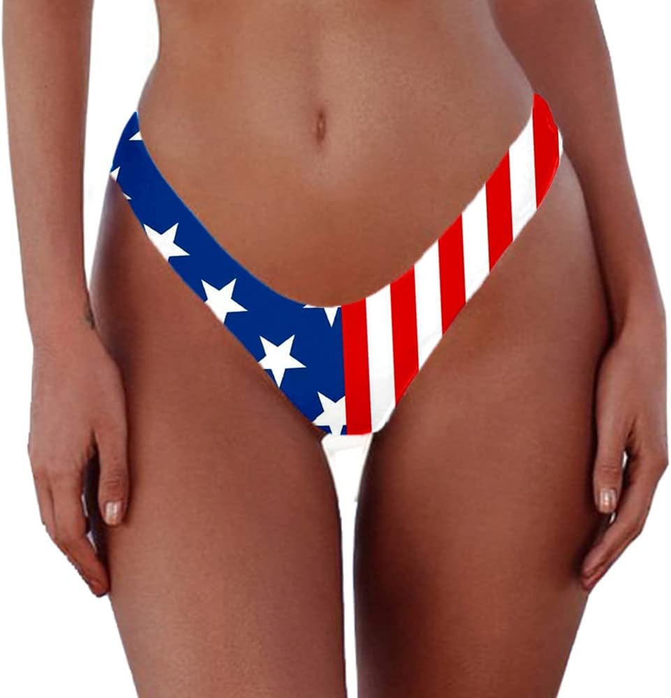 SherryDC Women's Sexy Cheeky Thong Brazilian Cut Low Rise High Leg Bikini Bottom