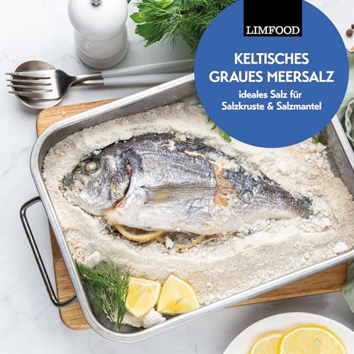 Limfood | 900g Keltisches Meersalz | graues Meersalz aus Frankreich | unraffiniert & ohne künstliche Zusätze | grobes Salz | Celtic Sea Salt | handgeschöpft