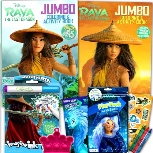 Disney Raya and The Last Dragon Coloring Books Set with Imagine Ink Coloring Book Play Pack Stickers and More