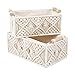 ANMINY 5PCS Macrame Storage Baskets for Organizing Boho Decor Baskets Storage Bins with Wood Handles Handmade Decorative Storage Boxes with Removable Liner Toilet Tank Bathroom Self Basket Organizer