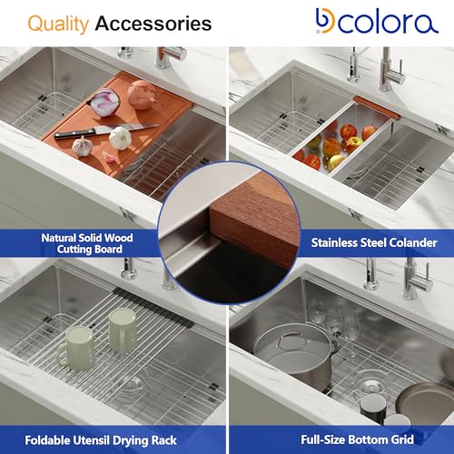 Dcolora 27 Inch Undermount Kitchen Sink Workstation 16 Gauge 304 Stainless Steel Large Single Bowl Under Counter Sinks, Round Corner 27"x19"x10", DC-U7703 by Dcolora - Used condition - Image 5