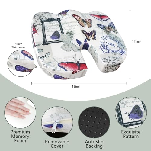Image of Tailbone Pain Relief Cushion, Memory Foam Seat Cushion for Coccyx Sciatica Pain Pressure Relief Office Desk Chair