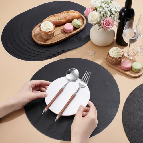 Set de table en cuir synthétique double face noir chic - 4