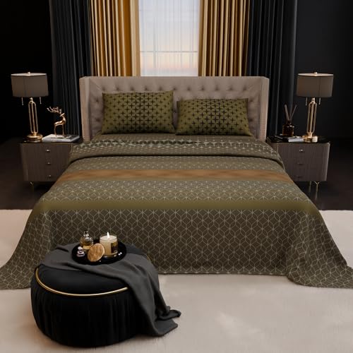Image of Stoa Paris 100% Bamboo Cotton King Size Bedsheet with 2 Pillow Covers, 200TC Printed Bedding Set, Breathable, All-Season Comfort, Aesthetic Home Decor, Imperial Grandeur - Garden Grove (228cmx274cm)