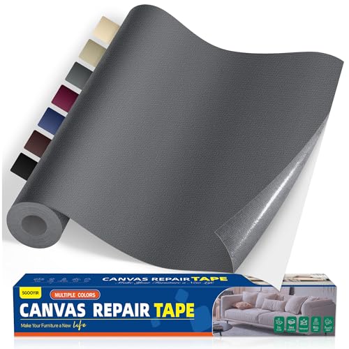 40x100cm Flicken Selbstklebend Stoff, Dunkelgrau Selbstklebender Stoffkleber Textilkleber, Wasserdichtes Leinwand Stoff Selbstklebend Reparatur Patches für Zelte, Sofa, RV Markise, Stühle