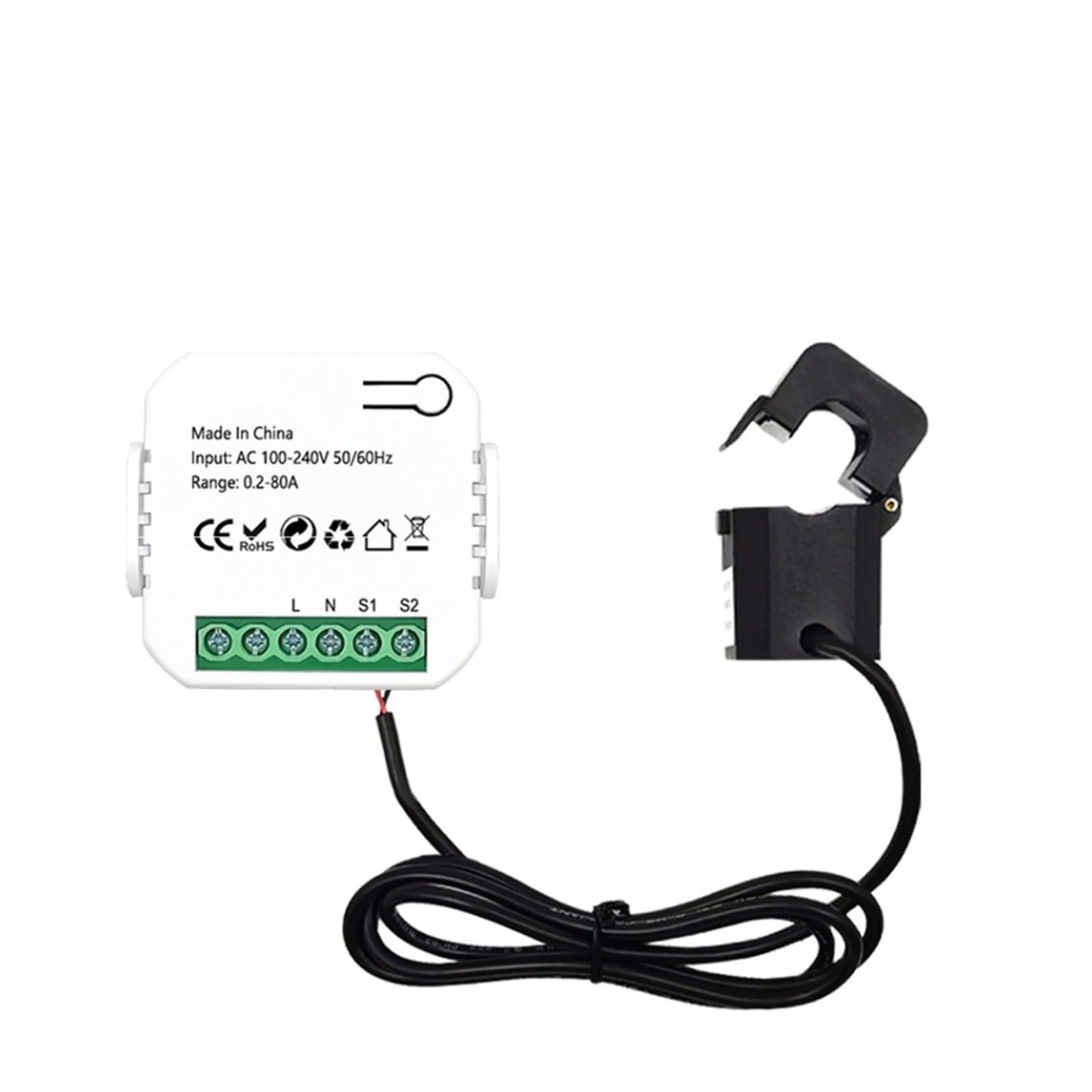 Disyuntor de energía, Medidor de energía Tuya 80A con Abrazadera CT App KWh Monitor de Consumo de energía Estadísticas de Electricidad 50/60Hz Monitor de Consumo de Electricidad