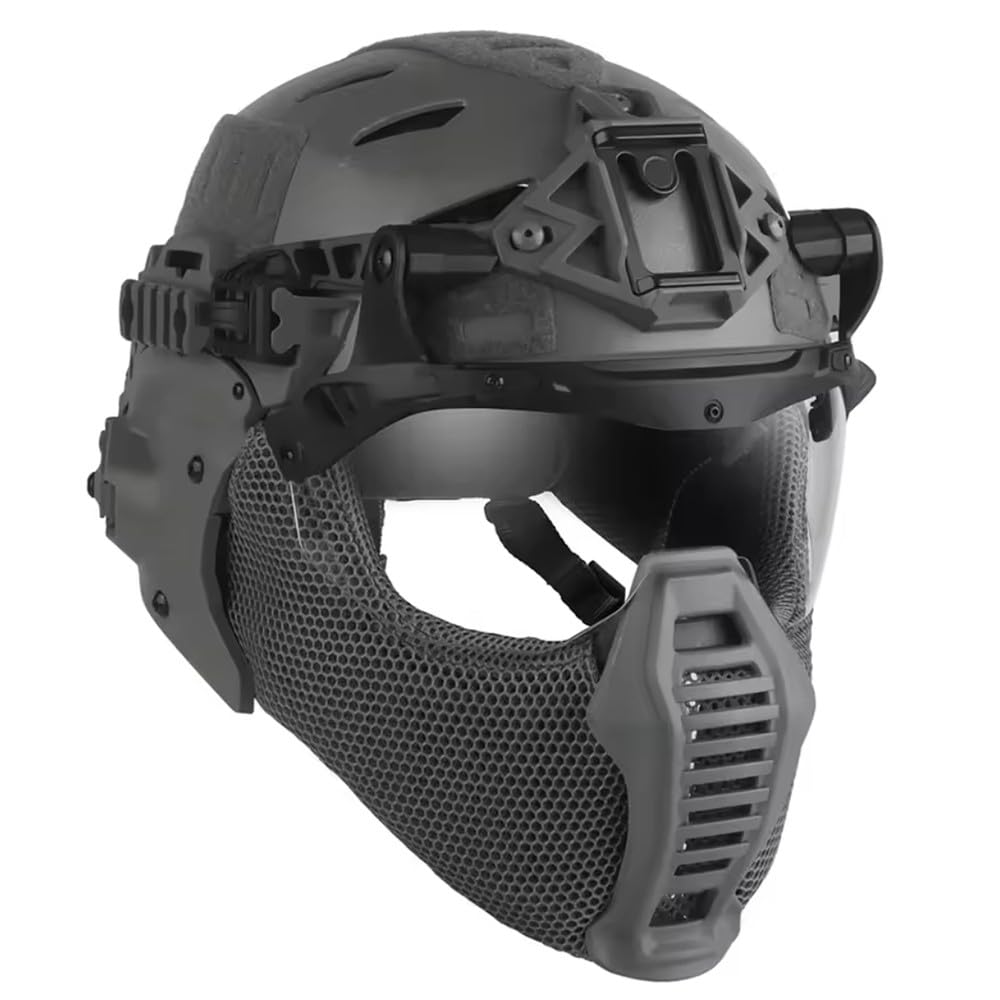 Fotrsta E Tactical Fast Helmet Full Fac Protectiv, Airsoft Helmet With Clear Visor Goggles And Breathabl Mesh Mask, Adjustabl Lightweight For Paintball Wargam Shooting Outdoor