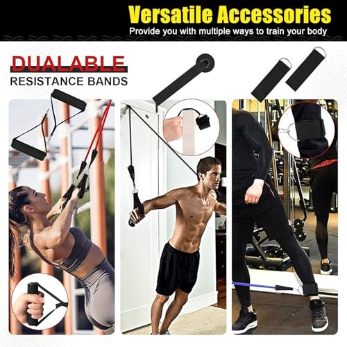 Image of Resistance Exercise Bands with Door Anchor, Handles, Waterproof Carry Bag, Legs Ankle Straps for Resistance Training, Physical Therapy, Home Workouts, Resistance Band (Multicolour)