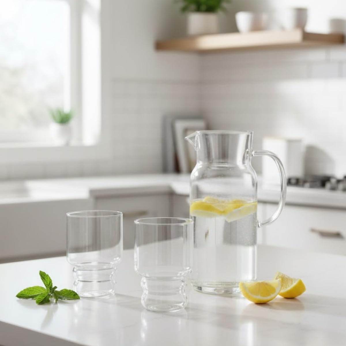 Kavisli Tasarımlı 3’lü Cam Bardak Seti – 350 ml – Şık Sunum, Soğuk & Sıcak İçeceklere Uygun Modern Tasarım