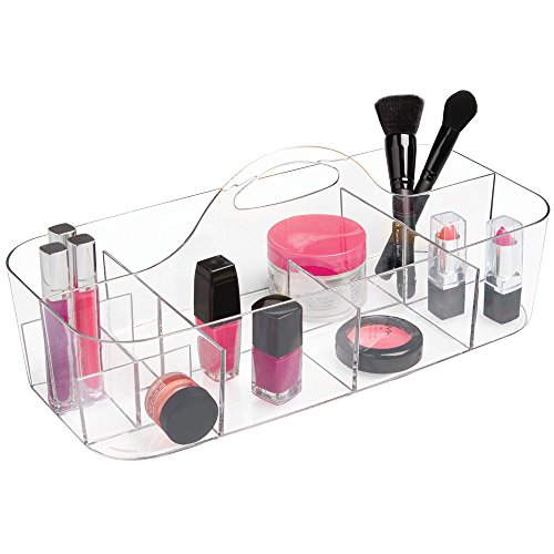 Image of iDesign Clarity Cosmetic Organizer Tote for Vanity Cabinet to Hold Makeup, Beauty Products - Clear 14.5 inch x 7 inch x 5.75 inch (Pack of 4)