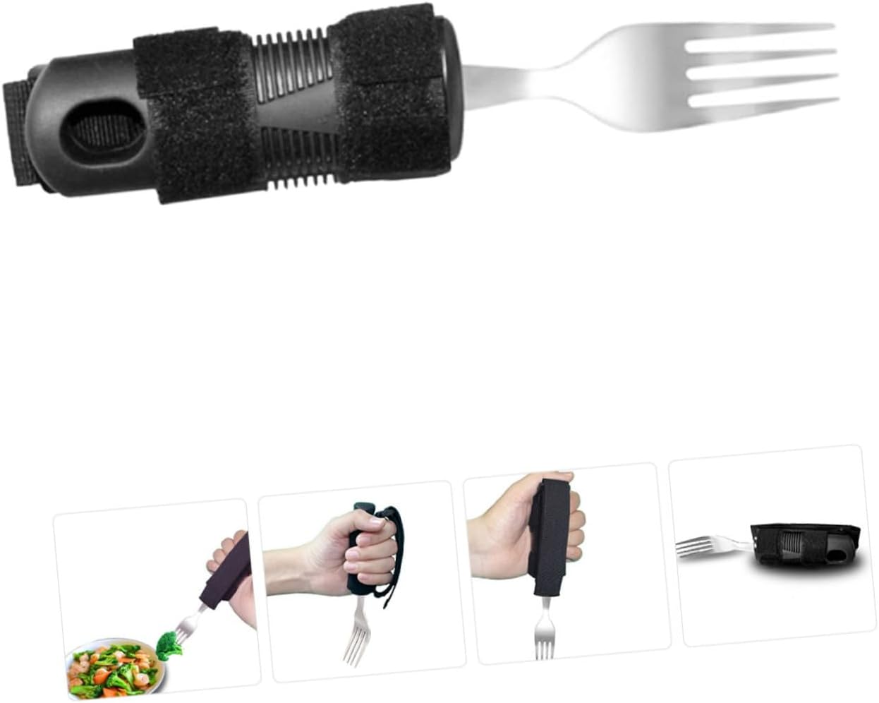 SECFOU Elderly Adaptive Fork with Comfortable Grip Tremble Cutlery for Disabled Non-Skid Stainless Steel Tableware for Seniors Easy to Clean Use