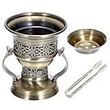 JUXYES Vintage Incense Burner Holder with Ash Catchers and Tongs, Metal Censer Antique Charcoal insencents Burner Zinc Alloy Spiritual Aromatherapy Yoga Meditation Retro Home Decoration