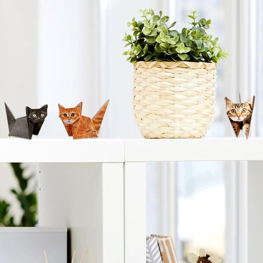 Kit de Origami de Gatos, 100 Hojas Gatos de papel DIY, Kit Creativo de Manualidades de Animales de Origami para Decoración de Escritorio de Animales, Adultos y Niños
