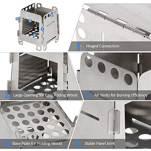 Fogão Externo, Romacci Fogão portátil de titânio leve dobrável a lenha Fogão de bolso Cozinha ao ar