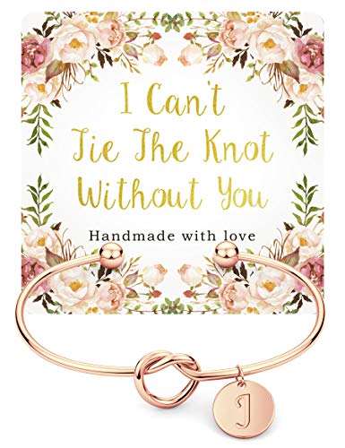 Cloris Tautou Bridesmaid Gifts Bridesmaid Proposal Gifts Rose Gold Bridesmaid Bracelet with Initial J Maid of Honor Gift for Wedding
