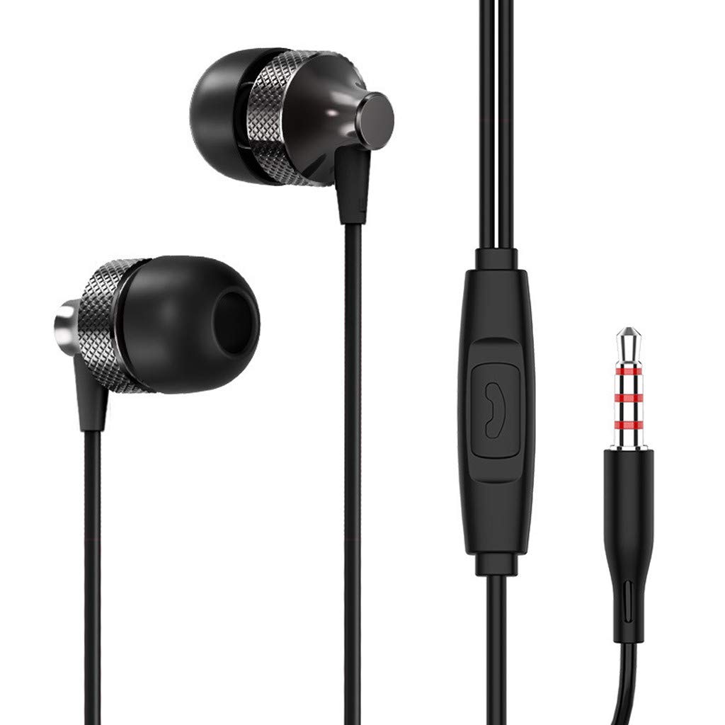 Earbuds/Earphones/Headphones QUNANEN in-Ear Supper Bass Metal Earbuds Earphone Sport Headphone Microphone 3.5mm (Black)