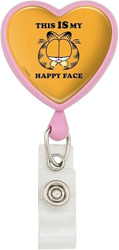 Garfield This is My Happy Face - Carrete retráctil con cordón de corazón