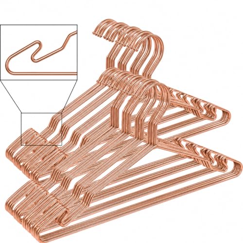 MLMD Lux Rose Gold Metal Hangers, Heavy Duty Clothes Hangers with Non-Slip Grooves, Slim Space Saving Coat Hangers - 40 Pack Rose Gold