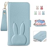 Kahper For Xperia 10 VI ケース 手帳型 かわいい兎 SO-52E /SOG14 ケース手帳型 人気 SO-52Eケース SOG14 ケース xperia 10 マーク6 横置き機能 スマホケース エクスペリア 10 VI ケース 女性 おしゃれ 可愛い 財布付き エクスペリア 10 6 ケース 便利 カード収納 動物 全面保護 男女兼用 贈り物 6.1",ライトブルー