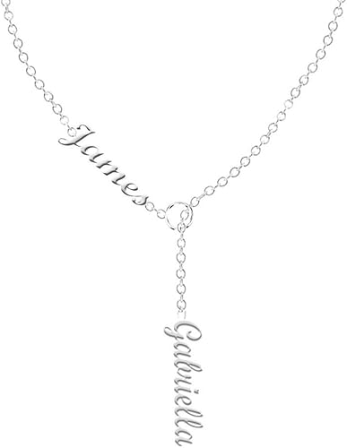 Collar de plata de ley con doble nombre, hecho a medida con 2 nombres de 14 a 22 pulgadas, cadena de regalo para mujer
