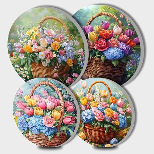 Tropical Flowers Art Electric Stove Burner Covers,4 Pcs Lily Flowers Stove Burner Covers,Tropical Plants,Garden Wildflowers Stove Burner Cover,8 Inch and 10 Inch,Metal Cooktop Home Kitchen Decorative