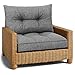 Polster für Gartenmöbel Set Sitzpolster 50x50 cm und Rückenkissen 40x50 cm - Lounge Kissen Outdoor Polster Balkon und Gartenmöbel-Kissen Loungekissen Gartenpolster Auflagen für Rattanmöbel Grau
