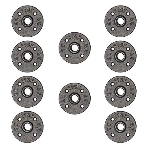 10 Pack Floor Flange Pipe Decor Cast Iron Pipe, Malleable Iron Pipe Fittings,Floor Threaded Pipe Fitting for Industrial Vintage Style (1/2 inch) Cover