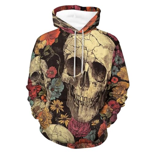 Sweatshirt crâne fleurs colorées en taille S pour vos sorties urbaines décontractées