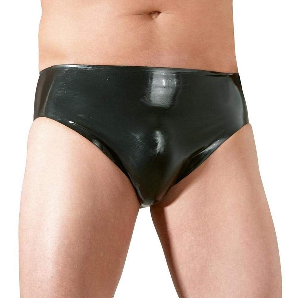 The Latex Collection Men's Black (Nero 001) Latex Briefs With Dildo, Black, Medium
