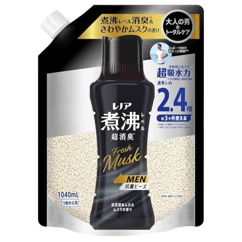 P&G レノア煮沸レベル消臭抗菌ビーズMEN清潔感あふれるムスクの香りつめかえ用特大 1040ml【3個セット】