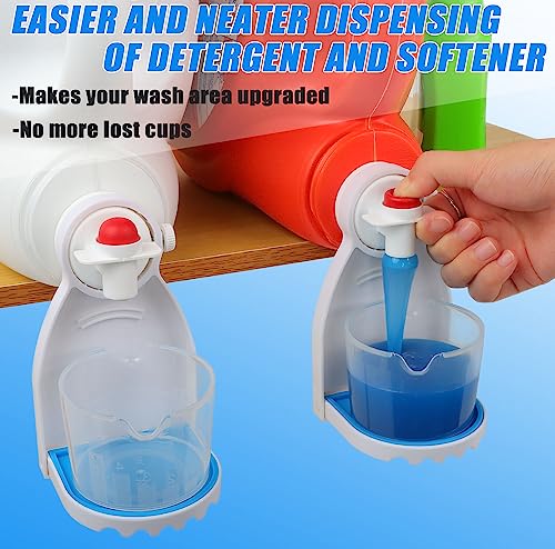 Laundry-Detergent-Cup-Holder-Drip-Tray-2-Pack-No-Mess-Drip-Catcher-with-Fixed-Screw-and-Removable-Silicone-Mat-Blue