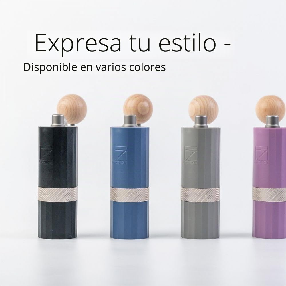 1Zpresso Q Air Molinillo de café manual de montaje heptagonal de acero inoxidable, carcasa de plástico, ligero, tamaño de viaje, cabe en el émbolo de, ajuste numérico ajustable, negro