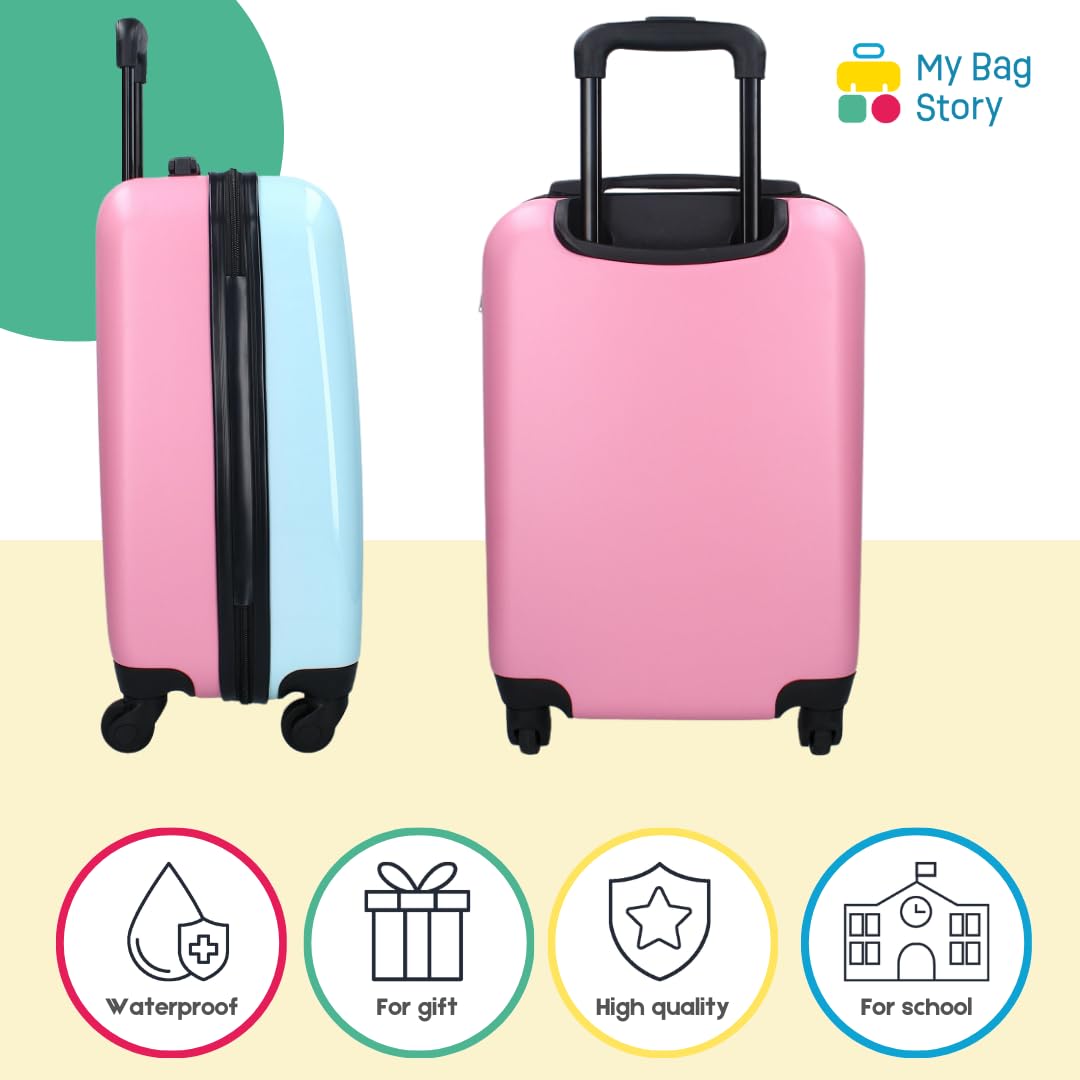 mybagstory - Mała walizka kabinowa Hello Kitty - Dziecko - Bagaż - Podróż - Wakacje - Rozmiar 46 cm - kółka - Pomysł na prezent, Hello Kitty - Różowy/Niebieski, Klasyczny