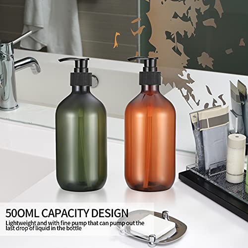 2 Pcs Pump Bottle Dispenser, 500ML/17oz Refillable Empty Press Pump Bottles, Plastic Liquid Soap Dispenser Storage Holder Container for Lotions, Shampoo, Conditioner, with Funnel, Label Paper - Cosy Home Interiors 2 Pcs Pump Bottle Dispenser, 500ML/17oz Refillable Empty Press Pump Bottles, Plastic Liquid Soap Dispenser Storage Holder Container for Lotions, Shampoo, Conditioner, with Funnel, Label Paper - Image 6