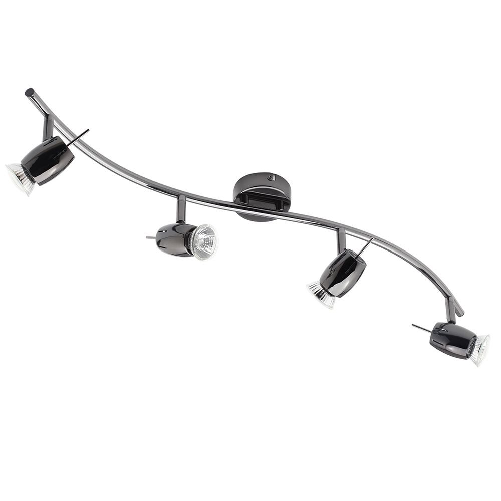 LITECRAFT Frank Spotlight Bar GU10 Ceiling 4 Light with LED Bulbs - Black Nickel