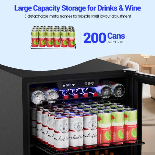 Image of 5.2 cu.ft. Beverage Refrigerator with Glass Door, Mini Fridge Hold 200 Cans