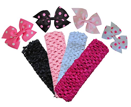 Polka Dot Mix-n-Match Crochet Baby Headband Set...