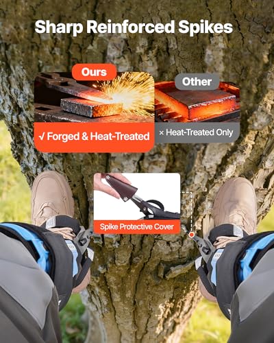 Image of VEVOR Tree Climbing Spikes, 1 Pair Height-Adjustable Climbing Spurs, 350lbs Load Capacity Tree Climbing Gear with Straps, Arborist Equipment for Climbers, Hunting, Fruit Picking